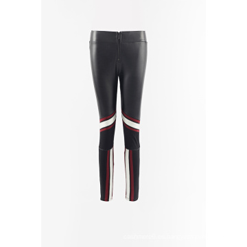 Pantalones legging de tejido combinado de PU